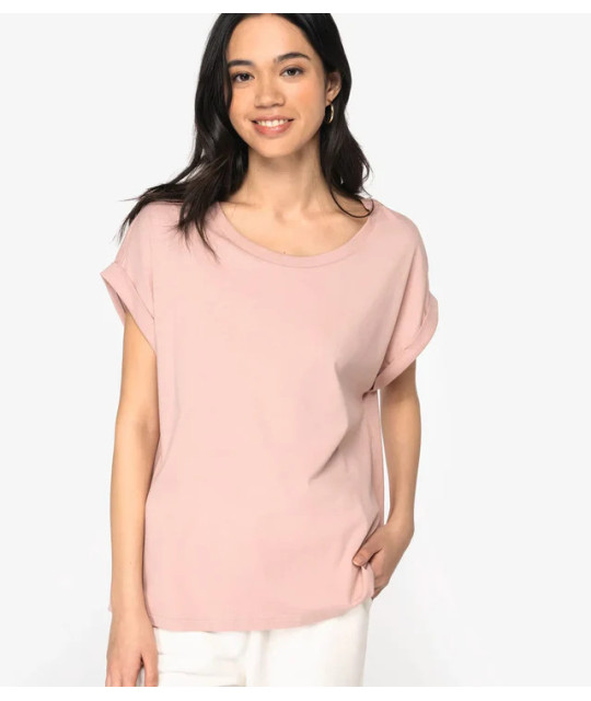 Native Spirit Eco-Friendly Ladie's Rolled-Up Sleeves T-shirt