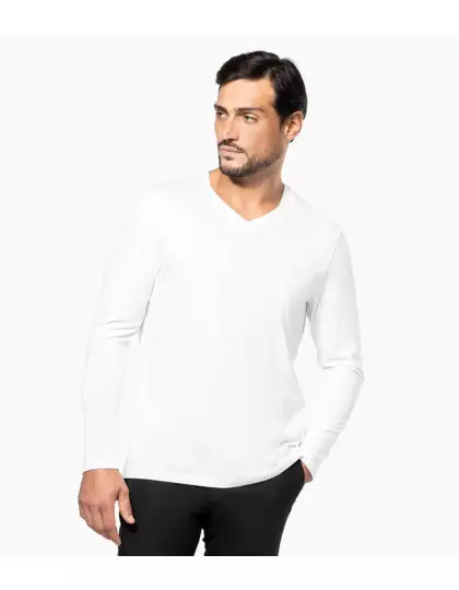 Kariban Premium Men's V-Neck Long-Sleeved Supima® T-shirt