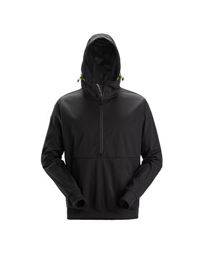 Windproof stretch hoodie with half-length zipper