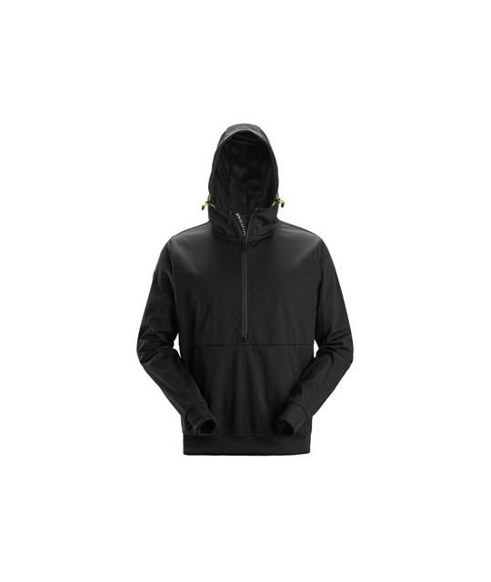 Windproof stretch hoodie with half-length zipper