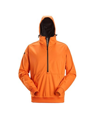Windproof stretch hoodie with half-length zipper