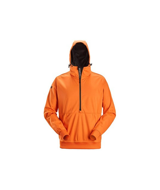 Windproof stretch hoodie with half-length zipper