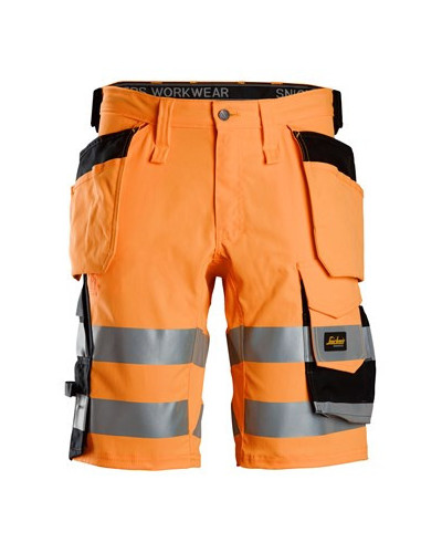 High-visibility stretch shorts with holster pockets, 1 o'clock