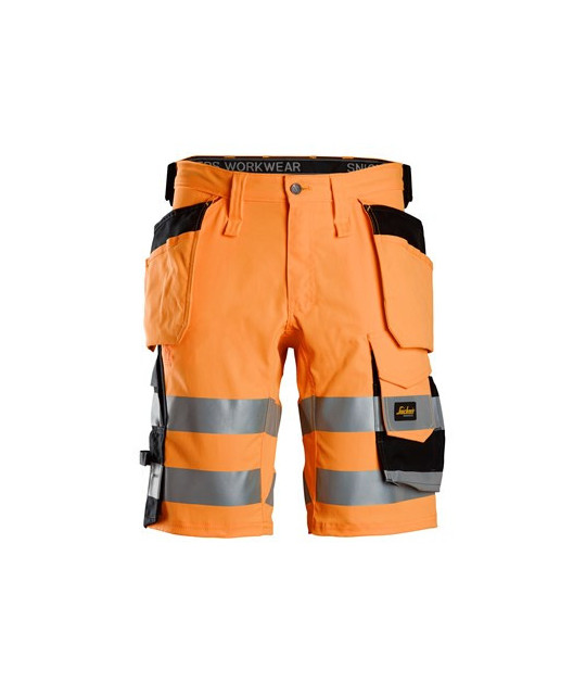 High-visibility stretch shorts with holster pockets, 1 o'clock