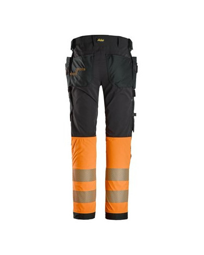 High-visibility trousers with 4-way stretch and holster pockets, class 1