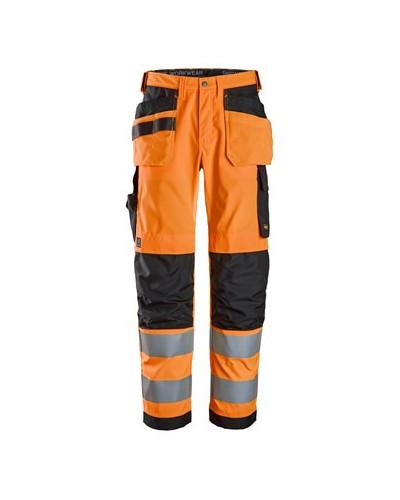 High visibility trousers with holster pockets, class 2