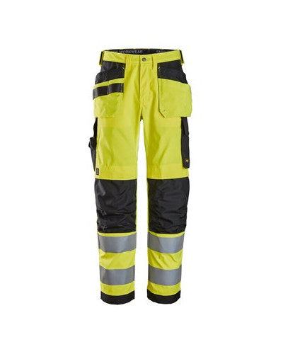High visibility trousers with holster pockets, class 2