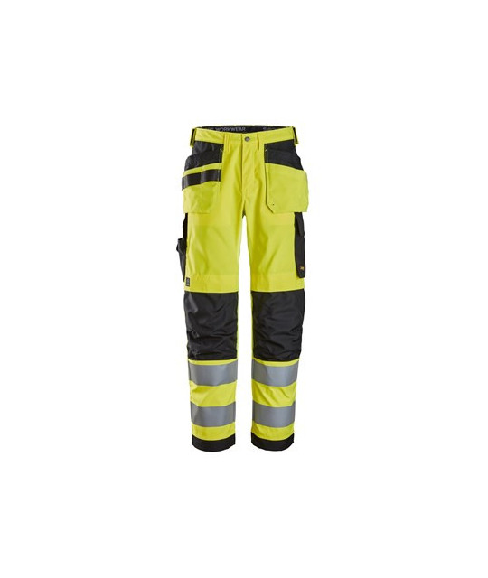High visibility trousers with holster pockets, class 2