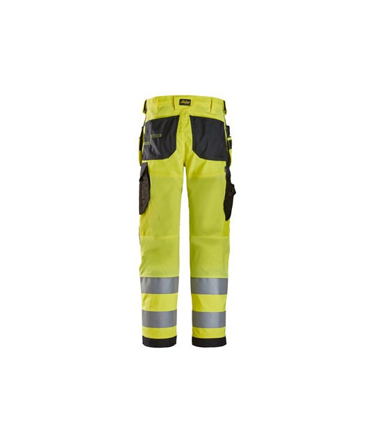 High visibility trousers with holster pockets, class 2