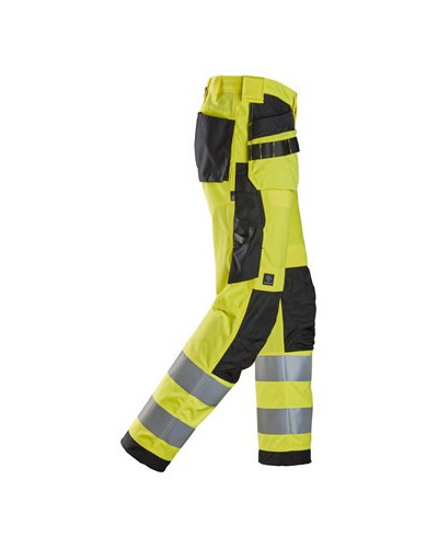 High visibility trousers with holster pockets, class 2