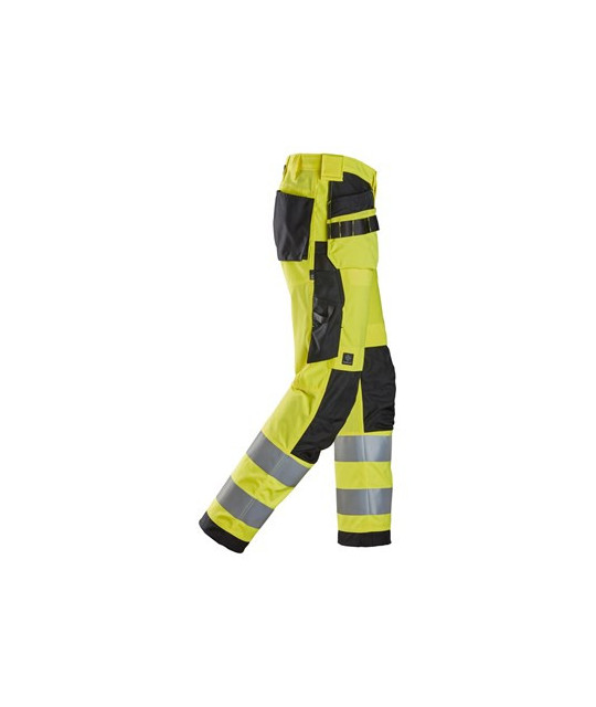 High visibility trousers with holster pockets, class 2