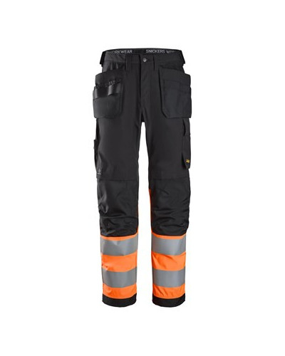 High visibility trousers with holster pockets, class 1