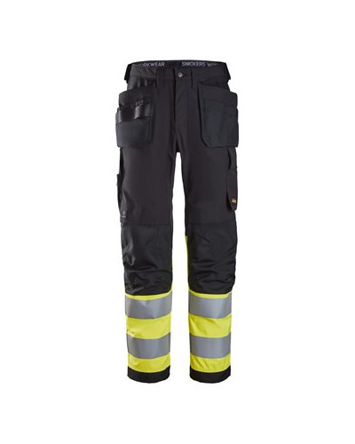 High visibility trousers with holster pockets, class 1
