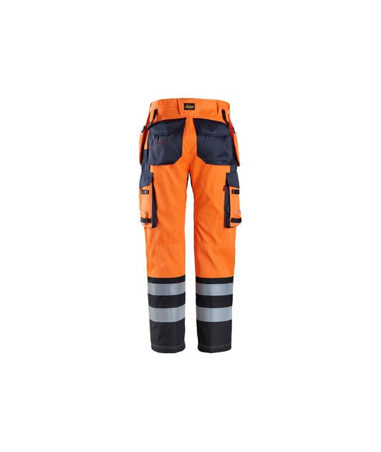 Trousers with reinforced front leg, holster pockets, high-visibility orang