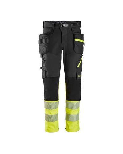 High visibility trousers with removable holster pockets, class 1