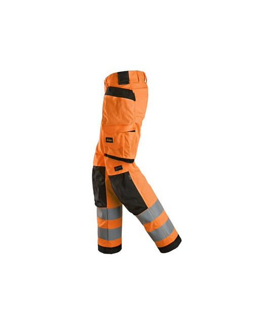 Hi-vis trousers with stretch and holster pockets, class 2, women's