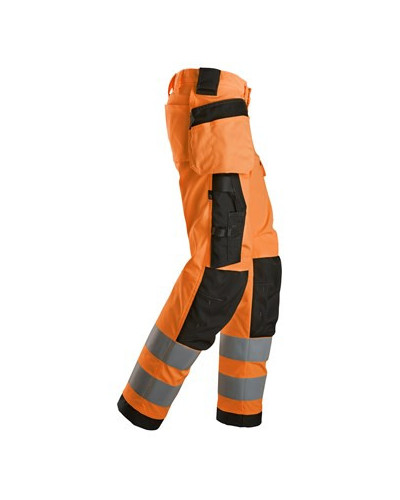 Hi-vis trousers with stretch and holster pockets, class 2, women's