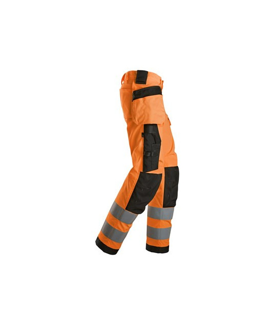 Hi-vis trousers with stretch and holster pockets, class 2, women's