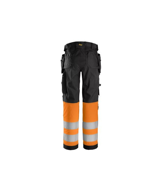 Hi-vis trousers with stretch and holster pockets, class 1, women's