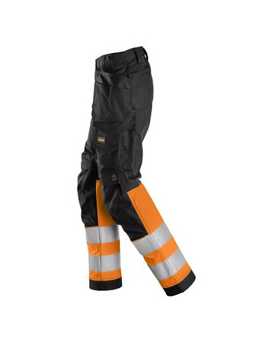 Hi-vis trousers with stretch and holster pockets, class 1, women's