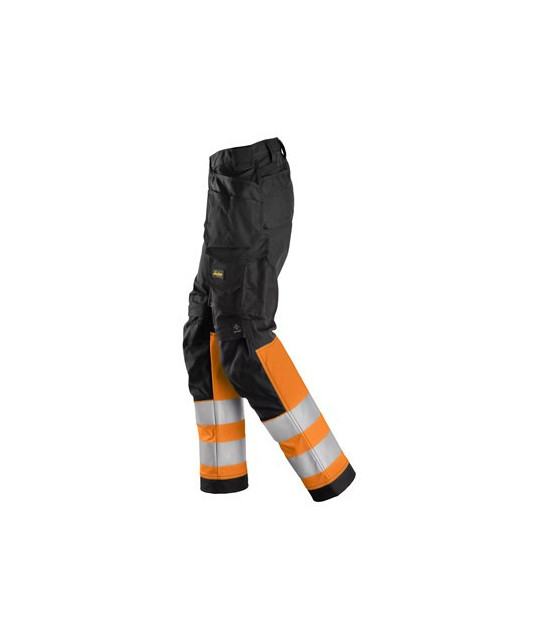 Hi-vis trousers with stretch and holster pockets, class 1, women's