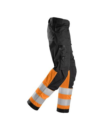 Hi-vis trousers with stretch and holster pockets, class 1, women's